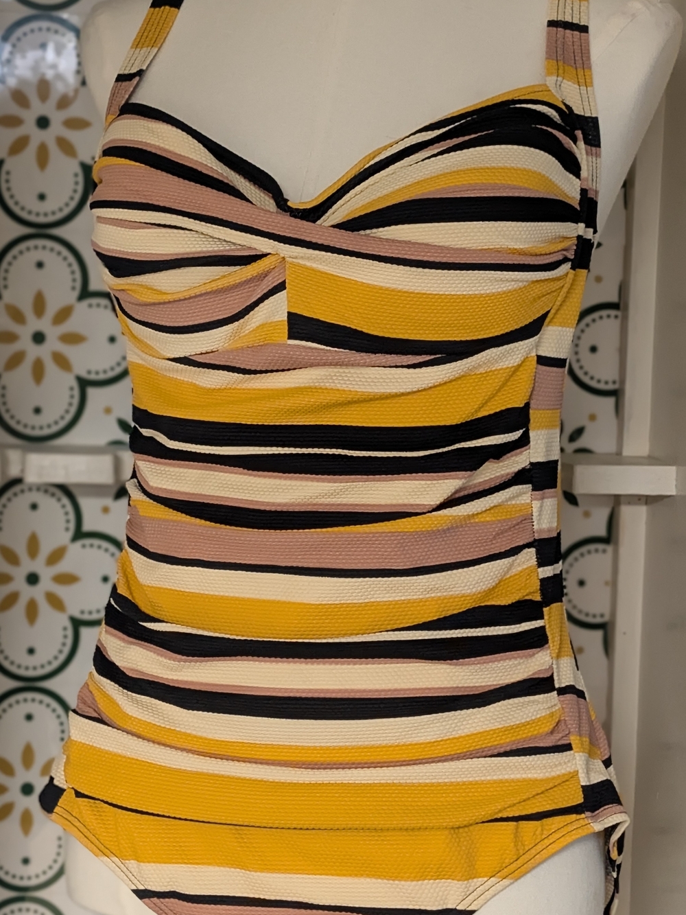 Striped Yellow & Pink One-Piece Swimsuit